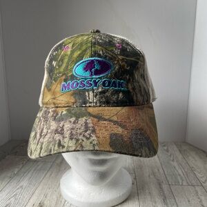 Mossy Oak Camouflage Hat with Blue Logo